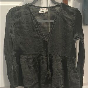 UO Tassel-Tie Boho Babydoll Top